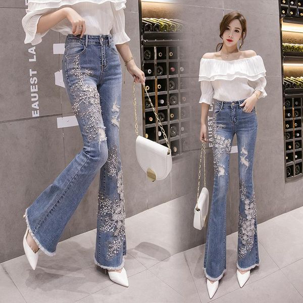 women's jeans flared 2021 high-waisted fringe heavy embroidered beaded fishtail slim slimming, Blue
women's jeans flared 2021 high-waisted fringe heavy embroidered beaded fishtail slim slimming, Blue