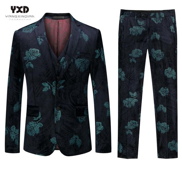 men's suits & blazers three-piece suit for men fashion vintage evening dress male formal business wedding rose floral velvet blazer, White;black
men's suits & blazers three-piece suit for men fashion vintage evening dress male formal business wedding rose floral velvet blazer, White;black