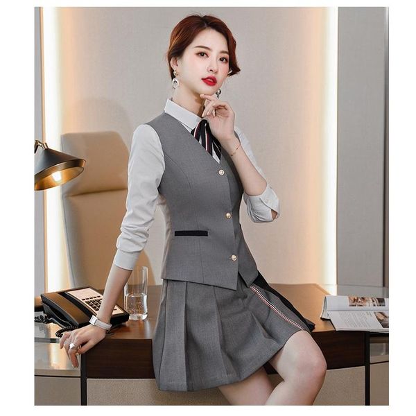 women's vests fashion ladies grey waistcoat vest women business suits 2 piece skirt and sets work office uniforms styles, Black;white
women's vests fashion ladies grey waistcoat vest women business suits 2 piece skirt and sets work office uniforms styles, Black;white