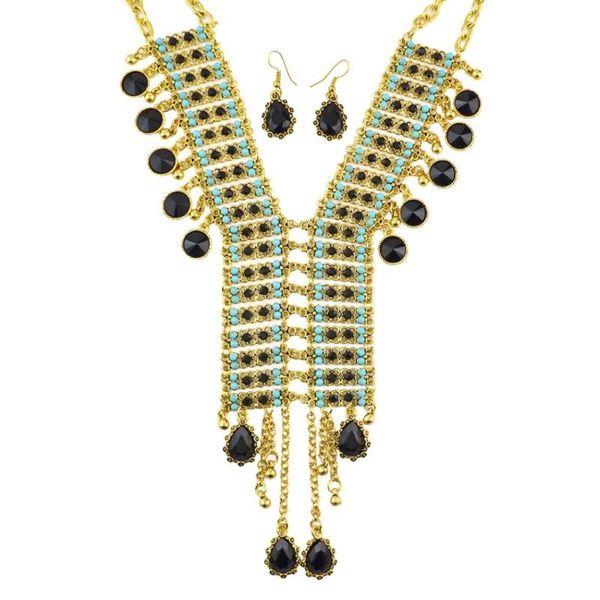 earrings & necklace bohemian ethnic jewelry sets long tassel crystal egyptian african black blue resin bead big choker for women, Silver
earrings & necklace bohemian ethnic jewelry sets long tassel crystal egyptian african black blue resin bead big choker for women, Silver