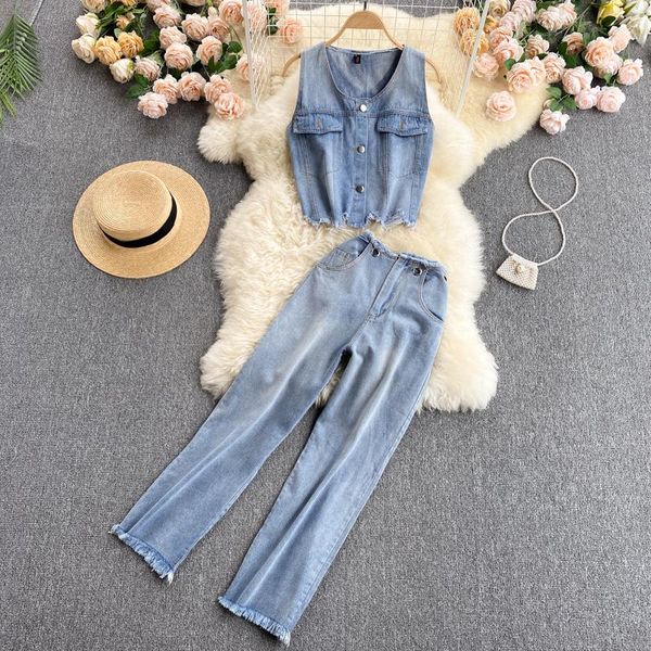women's two piece pants women summer 2 set korean style ins 2021 lady short crop high waist hole rivet denim straight fashion, White
women's two piece pants women summer 2 set korean style ins 2021 lady short crop high waist hole rivet denim straight fashion, White