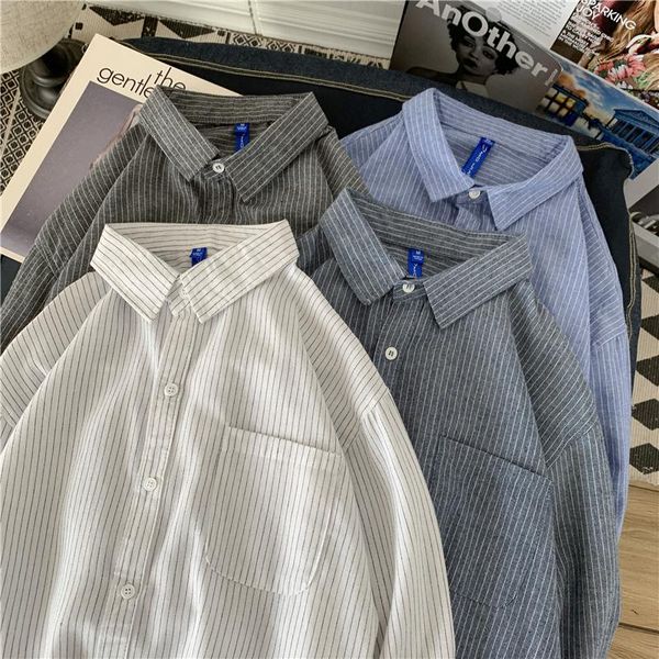 men's casual shirts spring autumn men pocket pinstripe pattern long sleeve fashion japanese streetwear trend handsome coats male cloth, White;black
men's casual shirts spring autumn men pocket pinstripe pattern long sleeve fashion japanese streetwear trend handsome coats male cloth, White;black