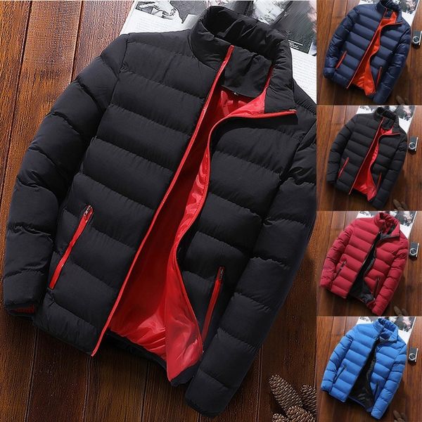men's warm thick padded windbreaker, casual wear, zipper, high collar coat, winter wear., Black
men's warm thick padded windbreaker, casual wear, zipper, high collar coat, winter wear., Black
