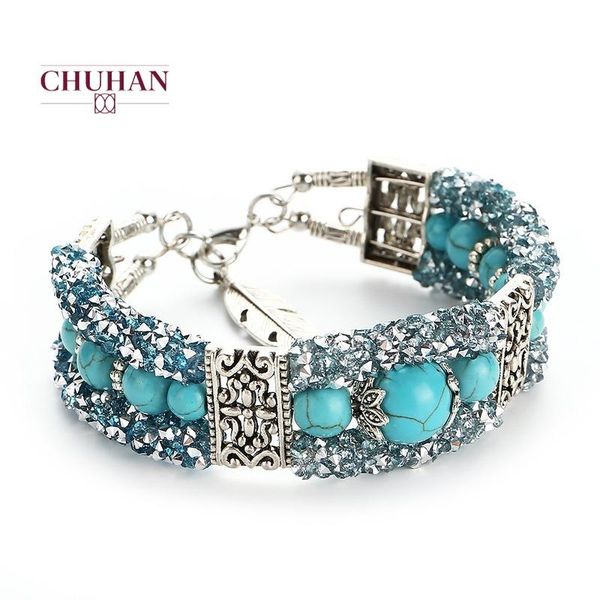 charm bracelets chuhan steel wire natural blue turquoises beaded bracelet bohemian style female jewelry c394, Golden;silver
charm bracelets chuhan steel wire natural blue turquoises beaded bracelet bohemian style female jewelry c394, Golden;silver