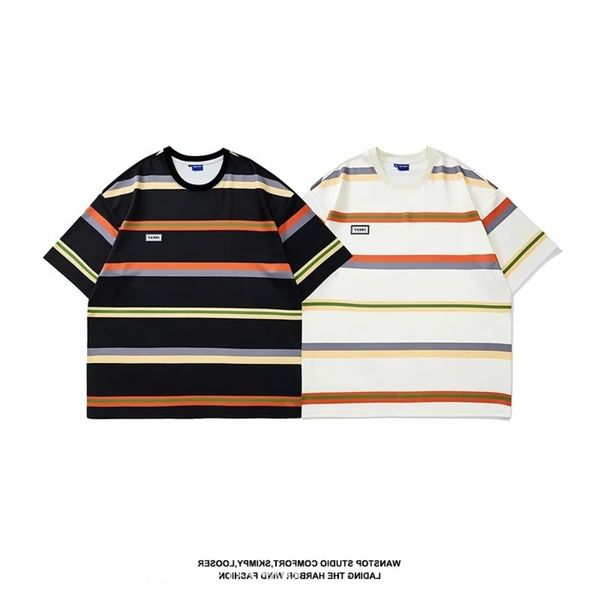 men's shirt striped short summer trend loose half sleeve men's lovers fashion brand t-shirt, White;black
men's shirt striped short summer trend loose half sleeve men's lovers fashion brand t-shirt, White;black