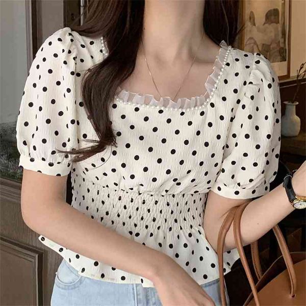 women's knits & tees girls sweet summer polka dots pearls retro short sleeves elegance prom chic all match slim blouses, White
women's knits & tees girls sweet summer polka dots pearls retro short sleeves elegance prom chic all match slim blouses, White