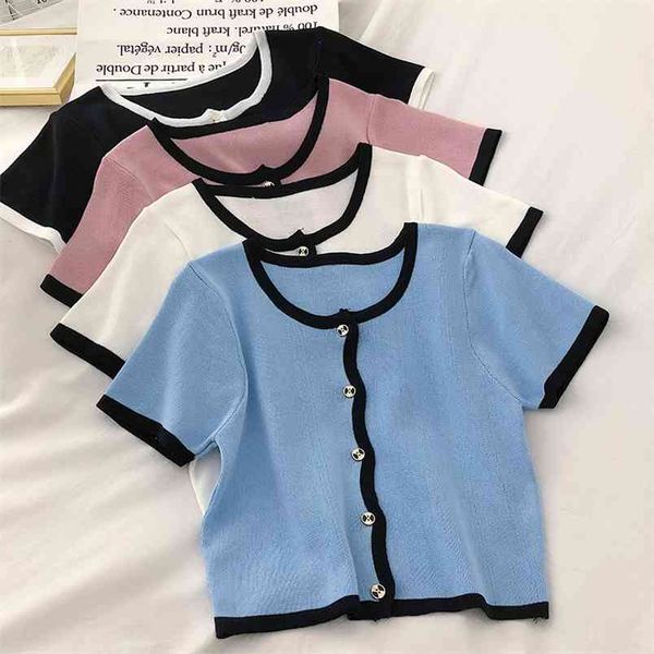 women o-neck short sleeve knitted crop slim sweaters cardigans lady single-breasted sweater for female cardigan 210514, White;black
women o-neck short sleeve knitted crop slim sweaters cardigans lady single-breasted sweater for female cardigan 210514, White;black