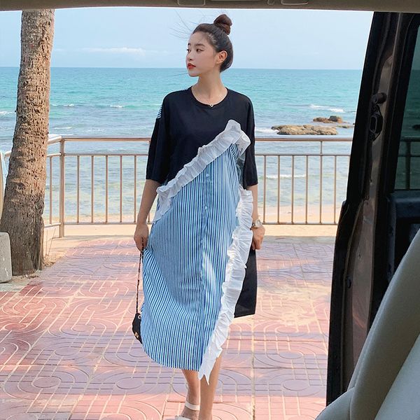 black o-neck elegant petal stitching ruffles dress asymmetrical design contrast chiffon stripes summer 16f1292 210510, Black;gray
black o-neck elegant petal stitching ruffles dress asymmetrical design contrast chiffon stripes summer 16f1292 210510, Black;gray