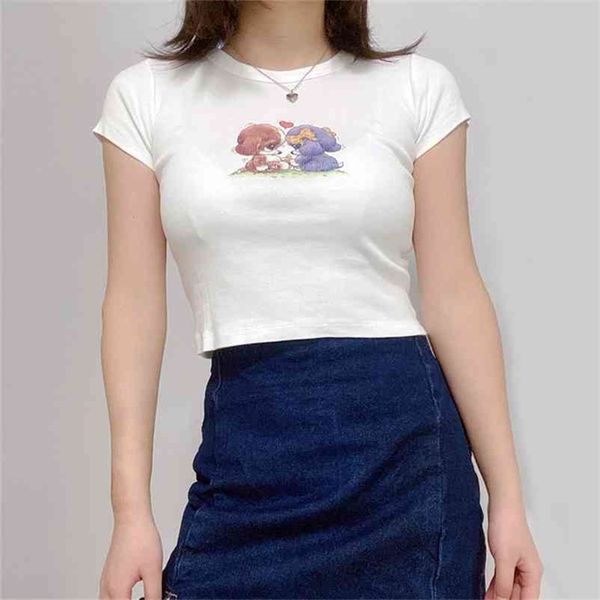 women cartoon puppy print crop tee short sleeved fit crop t-shirt 210330, White
women cartoon puppy print crop tee short sleeved fit crop t-shirt 210330, White
