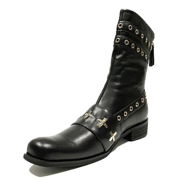boots retro punk women's western zip genuine leather metal decoration female spring autumn fashion casual ladies shoes, Black
boots retro punk women's western zip genuine leather metal decoration female spring autumn fashion casual ladies shoes, Black