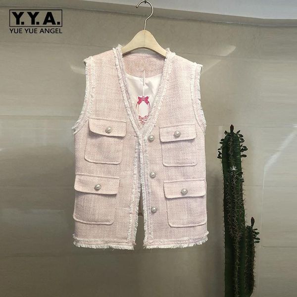 women's vests sleeveless single breasted v-neck womens tweed waistcoats korean thin pockets fashion ladies loose streetwear, Black;white
women's vests sleeveless single breasted v-neck womens tweed waistcoats korean thin pockets fashion ladies loose streetwear, Black;white