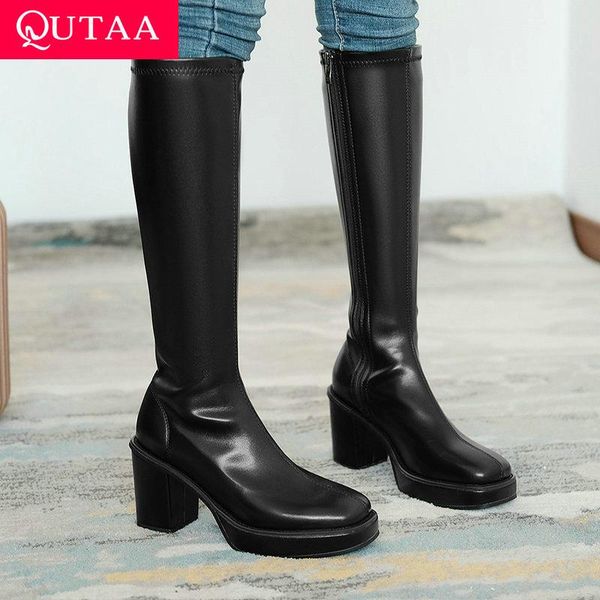 boots qutaa 2022 square high heel knee fashion round toe winter women shoes pu leather zipper long size 34-43, Black
boots qutaa 2022 square high heel knee fashion round toe winter women shoes pu leather zipper long size 34-43, Black