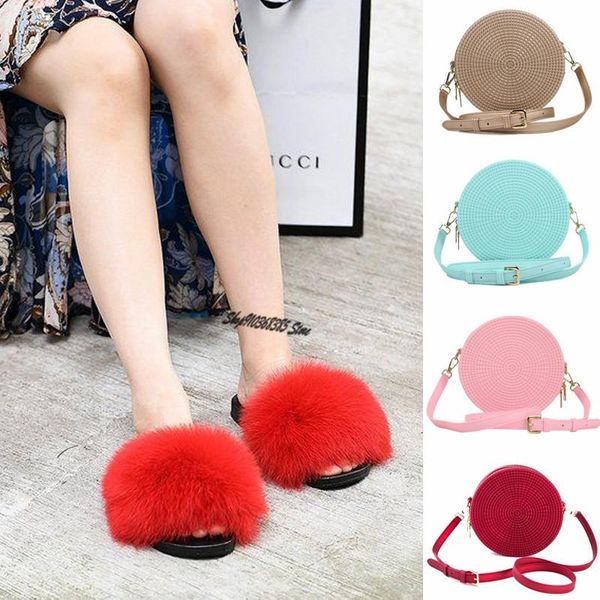 women's real fur fluffy plush slippers ladies summer slides shoes matte colorful round jelly bag diagonal shoulder bags, Black
women's real fur fluffy plush slippers ladies summer slides shoes matte colorful round jelly bag diagonal shoulder bags, Black