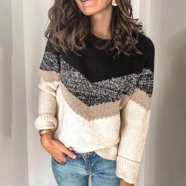 women's sweaters knitted pullover simple stripes color block casual sweater, White;black
women's sweaters knitted pullover simple stripes color block casual sweater, White;black