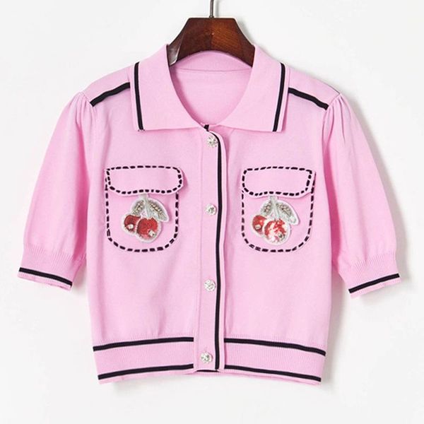 candy color lapel nail bead sequin cardigan cherry pocket thin women clothes retro short puff sleeve summer t-shirt female women's, White
candy color lapel nail bead sequin cardigan cherry pocket thin women clothes retro short puff sleeve summer t-shirt female women's, White