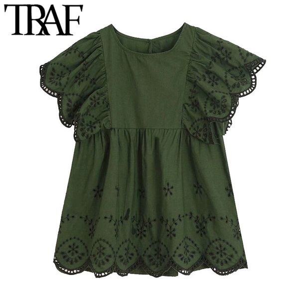 traf women sweet fashion cutwork embroidery pleated blouses vintage o neck short ruffled sleeve female shirts chic 210415, White
traf women sweet fashion cutwork embroidery pleated blouses vintage o neck short ruffled sleeve female shirts chic 210415, White