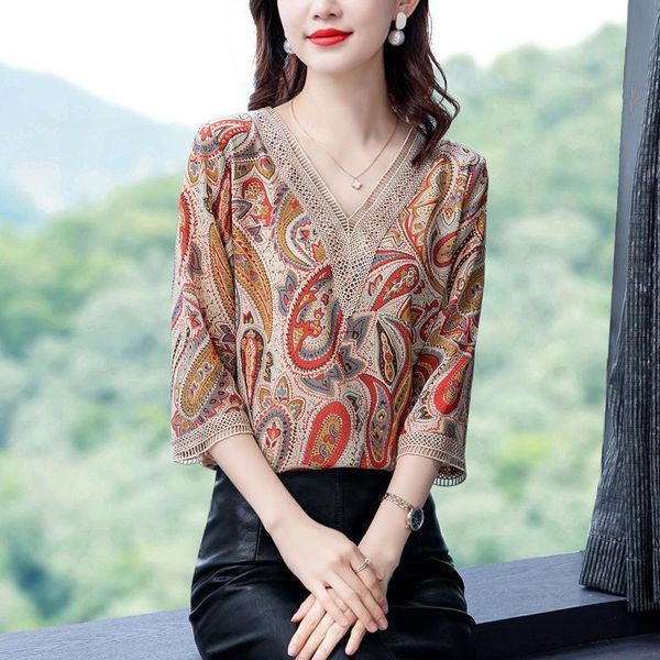 women's blouses & shirts 2021 spring and summer fashion v-neck printing loose thin large chiffon shirt versatile blouse, White
women's blouses & shirts 2021 spring and summer fashion v-neck printing loose thin large chiffon shirt versatile blouse, White