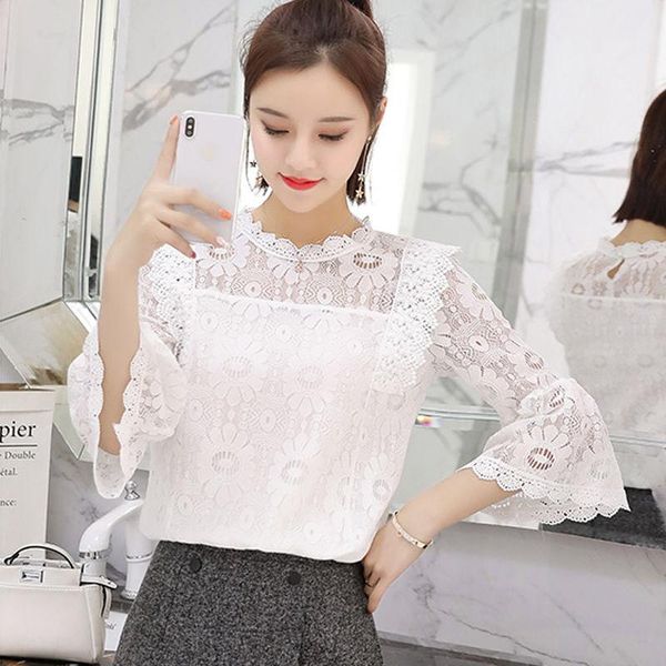 women's blouses & shirts summer 2021 fashion trumpet sleeve slim-fit all-match lace shirt in the sleeves hollow loose casual, White
women's blouses & shirts summer 2021 fashion trumpet sleeve slim-fit all-match lace shirt in the sleeves hollow loose casual, White