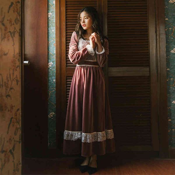 square neck a line long-sleeved pink vintage fashion women's velvet lace dress autumn winter dresses, Black;gray
square neck a line long-sleeved pink vintage fashion women's velvet lace dress autumn winter dresses, Black;gray