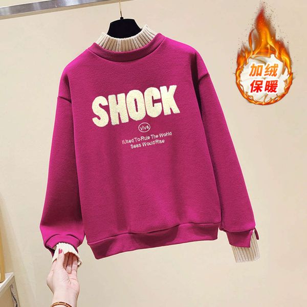 fake two piece women's sweater autumn and winter plush thickened loose korean half high collar coat, Black
fake two piece women's sweater autumn and winter plush thickened loose korean half high collar coat, Black