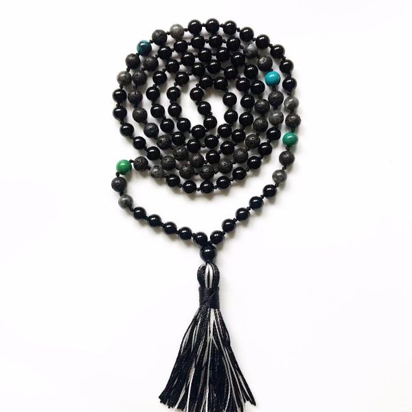 pendant necklaces 108 mala beads necklace lava stone black onyx hand knotted tassel prayer yoga meditation, Silver
pendant necklaces 108 mala beads necklace lava stone black onyx hand knotted tassel prayer yoga meditation, Silver