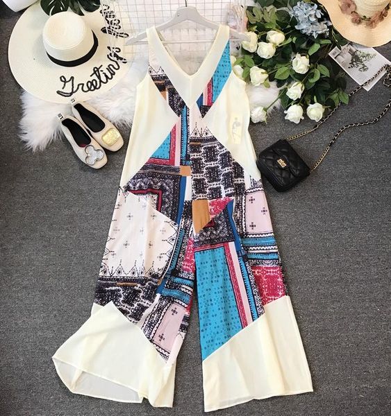 women's jumpsuits & rompers fmfssom print wide leg beach sleeveless v neck bohemian jumpsuit zipper summer 2021 loose holiday lady, Black;white
women's jumpsuits & rompers fmfssom print wide leg beach sleeveless v neck bohemian jumpsuit zipper summer 2021 loose holiday lady, Black;white