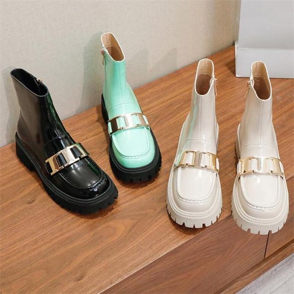 boots luxury female british style bright patent leather motorcycle chunky short for women fashion platform booties, Black
boots luxury female british style bright patent leather motorcycle chunky short for women fashion platform booties, Black