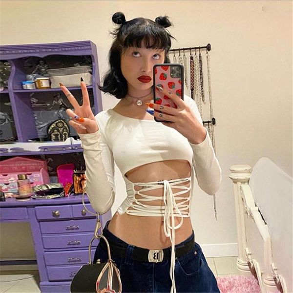 autumn women backless crop solid strapless long sleeve criss cross lace-up tie knot slim navel t-shirt 2021 women's, White
autumn women backless crop solid strapless long sleeve criss cross lace-up tie knot slim navel t-shirt 2021 women's, White