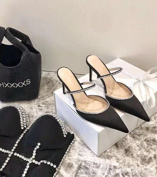 slippers 21 muller back empty women's shoes satin pointed diamond high heel shallow mouth, Black
slippers 21 muller back empty women's shoes satin pointed diamond high heel shallow mouth, Black