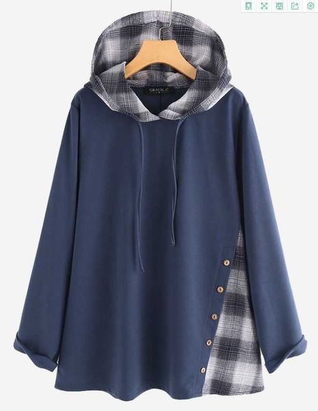 fashion hoodies autumn and winter women's plaid printed patchwork collar drawstring long sleeve sweater top, Black
fashion hoodies autumn and winter women's plaid printed patchwork collar drawstring long sleeve sweater top, Black