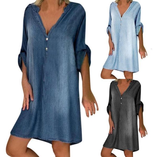 party dresses women denim dress casual turn down collar solid short sleeve mini vestidos de festa 1354, White;black
party dresses women denim dress casual turn down collar solid short sleeve mini vestidos de festa 1354, White;black