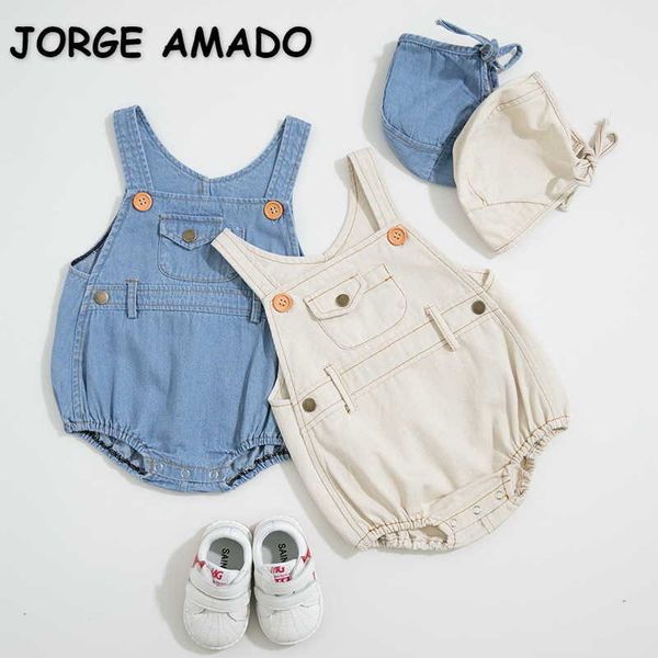 spring baby boy girl bodysuit sleeveless denim jumpsuit with cap born cute style kids clothes e43 210610, Blue
spring baby boy girl bodysuit sleeveless denim jumpsuit with cap born cute style kids clothes e43 210610, Blue