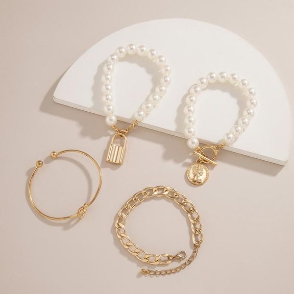 link, chain drop retro ot knotted lock shaped bracelet female imitation pearl string round portrait set for gift, Black
link, chain drop retro ot knotted lock shaped bracelet female imitation pearl string round portrait set for gift, Black