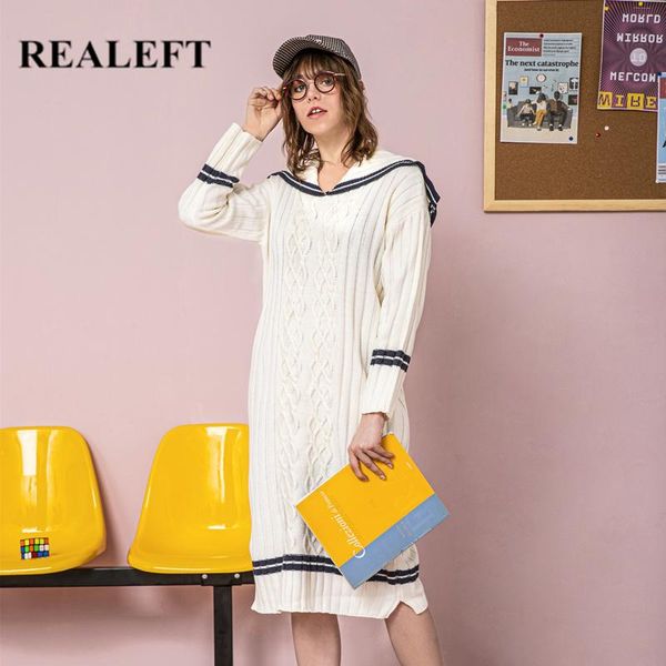 winter women's warm navy collar sweater dresses knitted long sleeve vintage loose korean style casual, Black;gray
winter women's warm navy collar sweater dresses knitted long sleeve vintage loose korean style casual, Black;gray