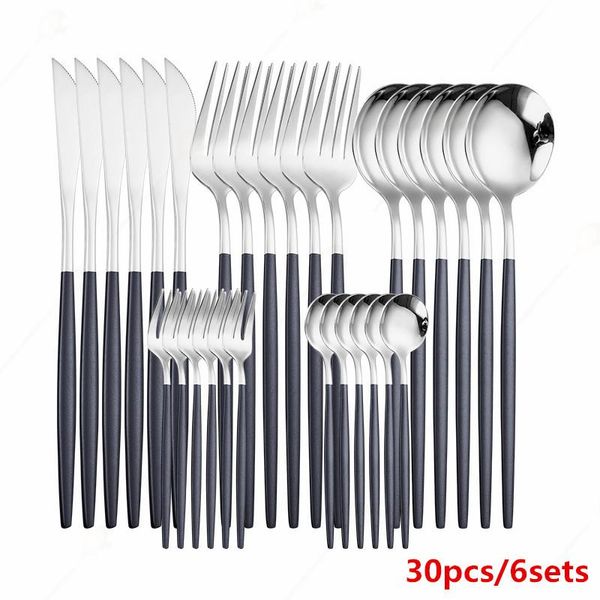 dinnerware sets black silver cutlery dinner set stainless steel with handle for kids dinning travel tableware
dinnerware sets black silver cutlery dinner set stainless steel with handle for kids dinning travel tableware