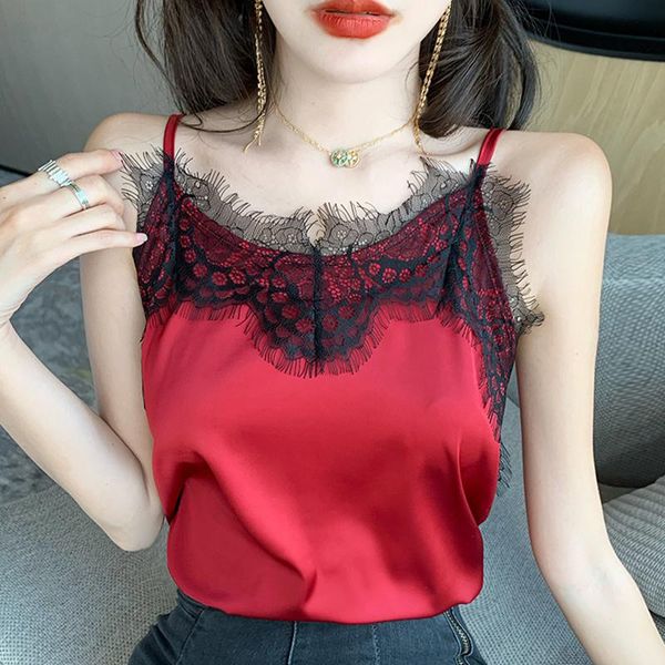 women's tanks & camis scalloped trim rib-knit satin silk cami lace tank solid fit summer spaghetti stadies 2021 women clothing, White
women's tanks & camis scalloped trim rib-knit satin silk cami lace tank solid fit summer spaghetti stadies 2021 women clothing, White