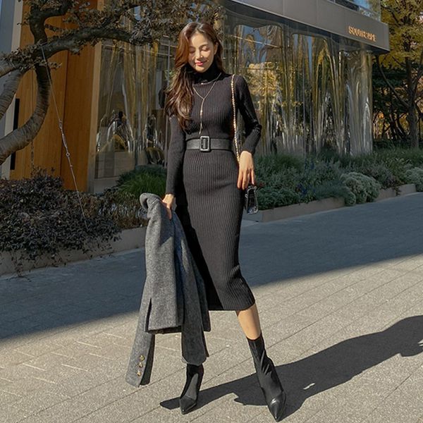 casual dresses women long sleeve turtleneck autumn winter solid basic black gray bodycon slim for with belt vnsf
casual dresses women long sleeve turtleneck autumn winter solid basic black gray bodycon slim for with belt vnsf