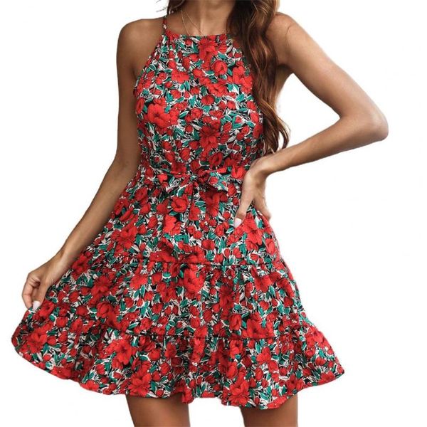 women's swimwear summer dress sleeveless high waist female women halter floral print for picnic fashion loose hem ladies beach dresses, White;black
women's swimwear summer dress sleeveless high waist female women halter floral print for picnic fashion loose hem ladies beach dresses, White;black