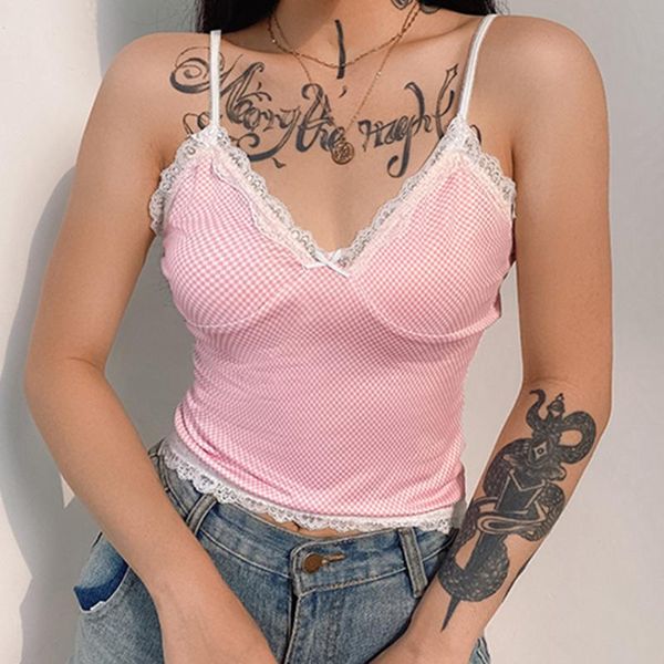 women's tanks & camis y2k sweet plaid spaghetti strap deep v-neck with lace cute e-girl style backless fitness crop, White
women's tanks & camis y2k sweet plaid spaghetti strap deep v-neck with lace cute e-girl style backless fitness crop, White