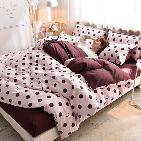 bedding sets fashion simple style pink quilt cover with dots fitted sheet single full size
bedding sets fashion simple style pink quilt cover with dots fitted sheet single full size