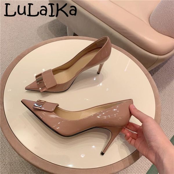 dress shoes 2021 women simple fashion bright leather metal decoration pointed toe shallow mouth comfortable wild office high heels, Black
dress shoes 2021 women simple fashion bright leather metal decoration pointed toe shallow mouth comfortable wild office high heels, Black