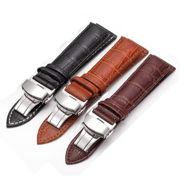 watch bands genuine leather wrist strap 14 16 18 19 20 21 22 24mm double press butterfly buckle stainless steel band, Black;brown
watch bands genuine leather wrist strap 14 16 18 19 20 21 22 24mm double press butterfly buckle stainless steel band, Black;brown