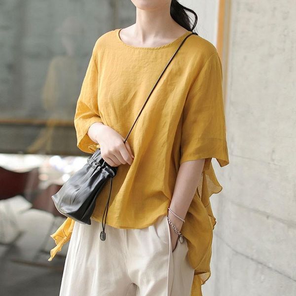 women's blouses & shirts johnature summer leisure all-match solid color o-neck three quarter aleeve irregular shirt loose comfortable w, White
women's blouses & shirts johnature summer leisure all-match solid color o-neck three quarter aleeve irregular shirt loose comfortable w, White