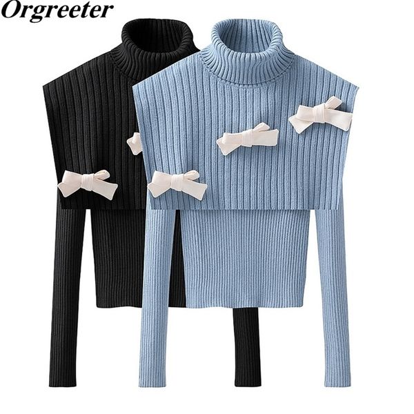 orgreeter preppy style 2pcs sweater set spring autumn sweet bow knot turtleneck shawl + long-sleeved bottom women 210525, White;black
orgreeter preppy style 2pcs sweater set spring autumn sweet bow knot turtleneck shawl + long-sleeved bottom women 210525, White;black