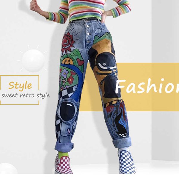 womens cartoon jeans spring women printed casual trousers long pant single breasted vintage female hight waist denim 210927, Blue
womens cartoon jeans spring women printed casual trousers long pant single breasted vintage female hight waist denim 210927, Blue