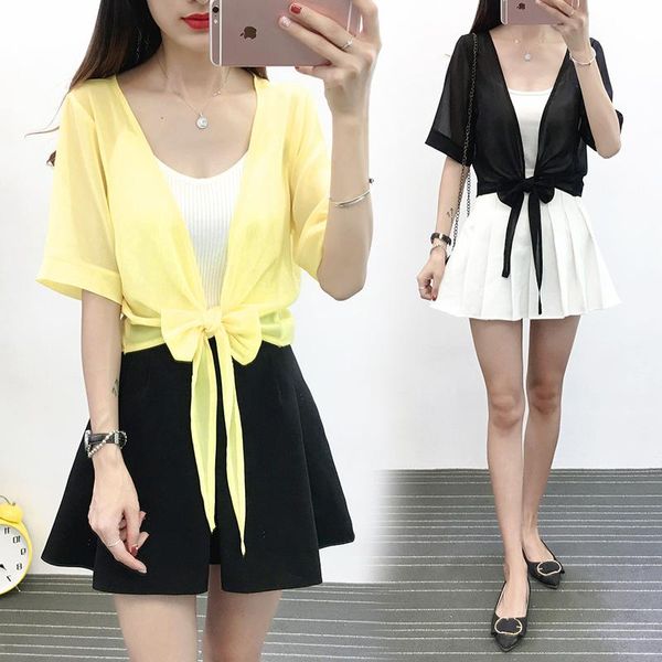 women's jackets 2021 summer women small shawl coat short sleeve solid chiffon versatile sunscreen cardigan ladies thin harajuku, Black;brown
women's jackets 2021 summer women small shawl coat short sleeve solid chiffon versatile sunscreen cardigan ladies thin harajuku, Black;brown