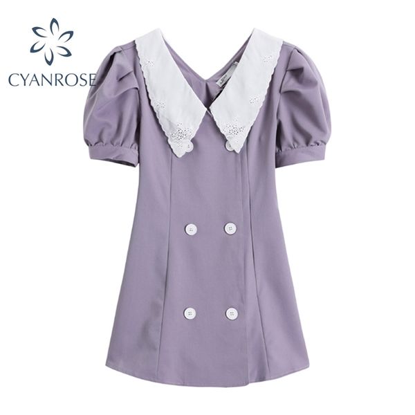 summer puff short sleeve crop dress women purple vintage doubler breasted sweet frocks female elegant peter pan collar vestidos 210430, Black;gray
summer puff short sleeve crop dress women purple vintage doubler breasted sweet frocks female elegant peter pan collar vestidos 210430, Black;gray