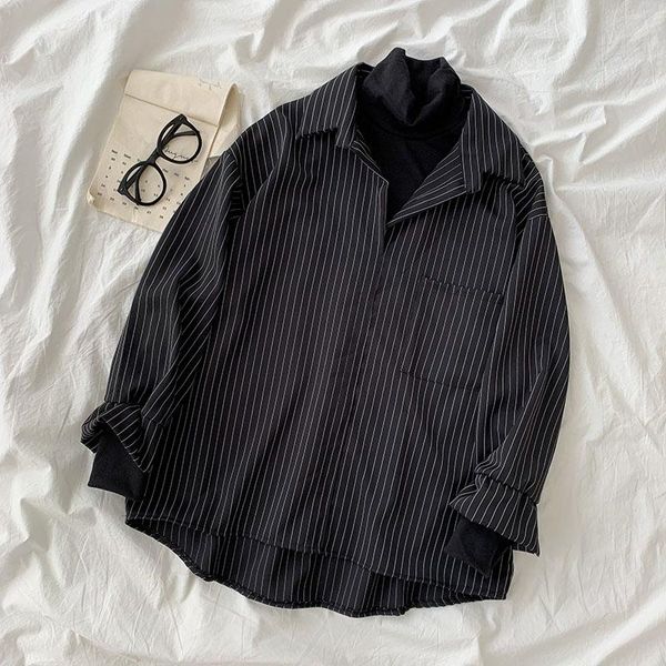 women's blouses & shirts fake two pieces women summer design turn-down collar striepd loose pocket casual all match female outwear, White
women's blouses & shirts fake two pieces women summer design turn-down collar striepd loose pocket casual all match female outwear, White