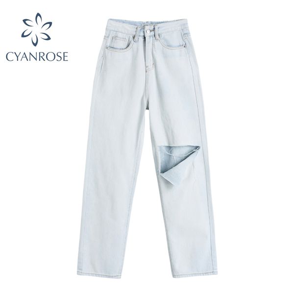 new women's ripped light blue denim pants wash long hole wide leg jeans high waist loose leisure street cowboy trousers 210417
new women's ripped light blue denim pants wash long hole wide leg jeans high waist loose leisure street cowboy trousers 210417