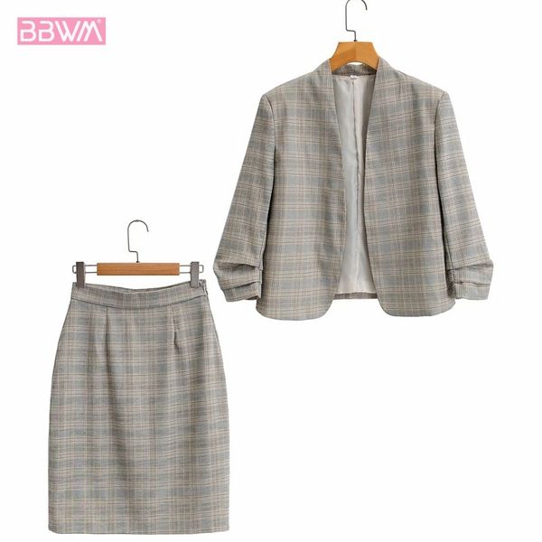 cuff plaid check v-neck short casual chic women's jacket korean style high waist slit female skirt suit 210507, White
cuff plaid check v-neck short casual chic women's jacket korean style high waist slit female skirt suit 210507, White